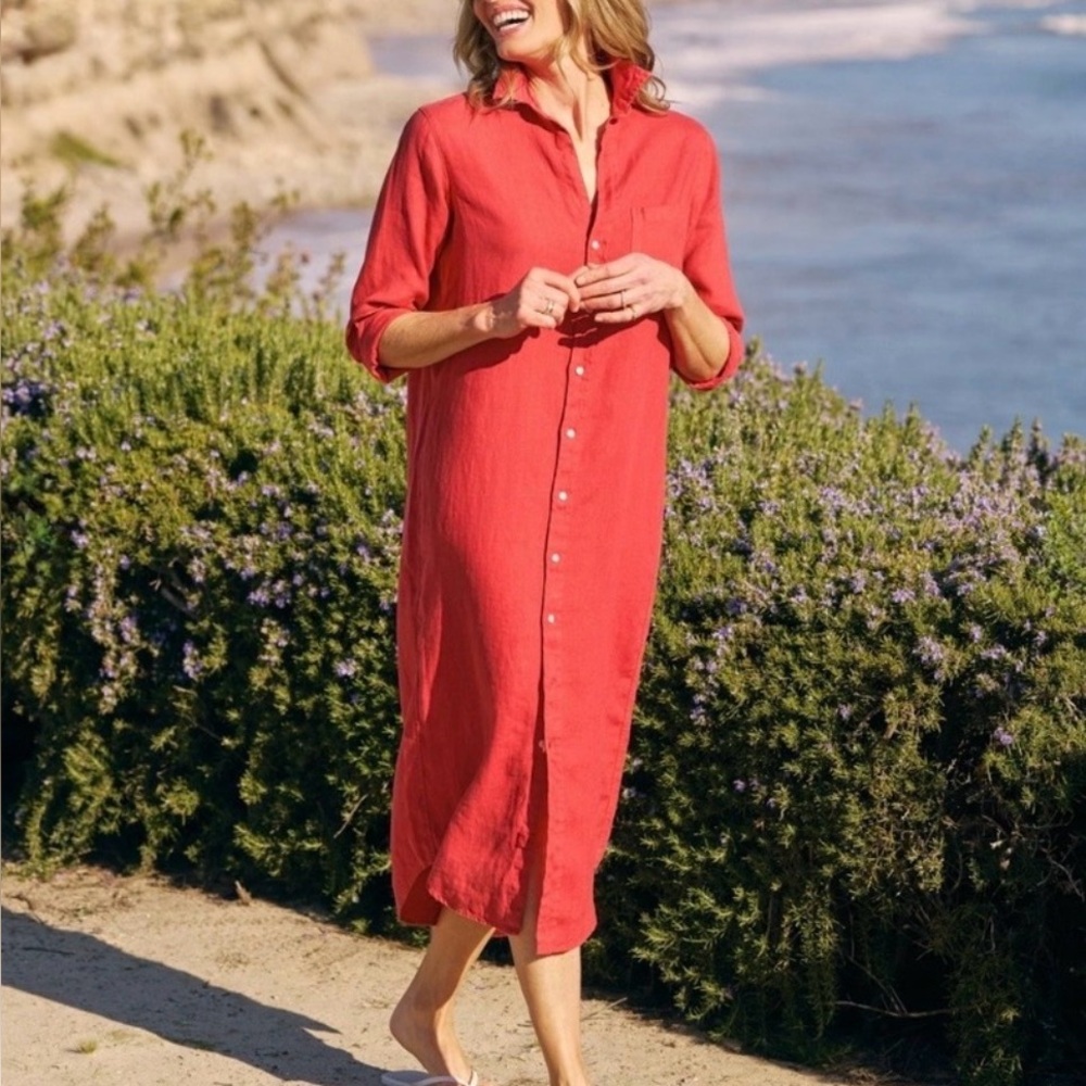 Frank & Eileen Rory Vibrant Red Linen Dress NWOT Medium